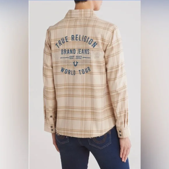 NWT True Religion Boyfriend Button-Up  Shirt - Picture 2 of 6